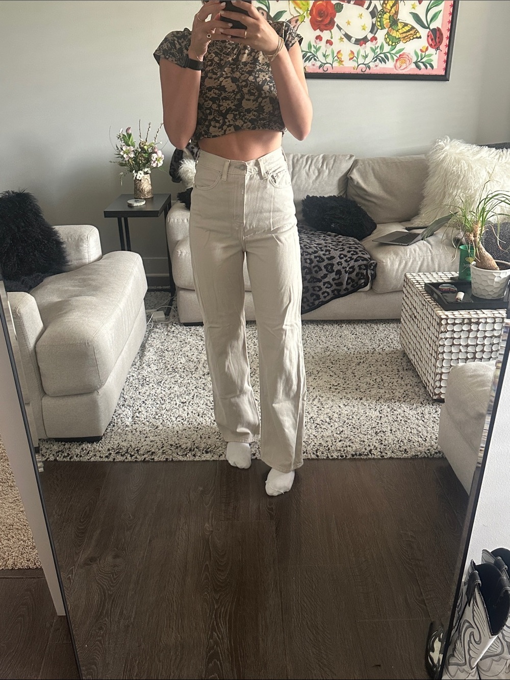 Levi's High-Loose Wide-Leg Jeans in Cream